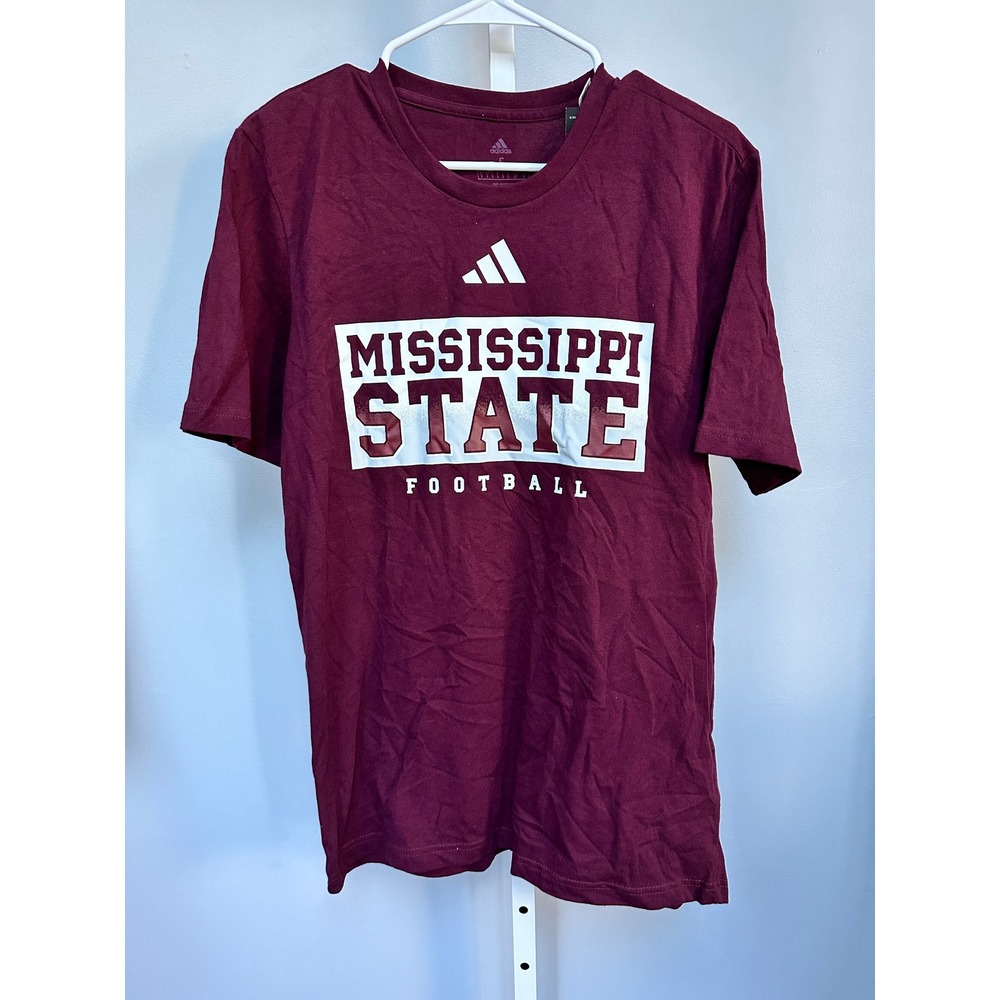 Adidas Mississippi State Football T-Shirt NCAA Collegiate Maroon Size S BNWT